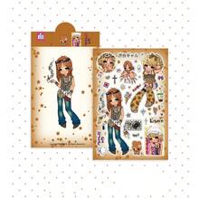 Wacawaca原创可爱动漫女孩角色贴纸，千禧故事日记复古风格多功能剪贴簿DIY涂鸦贴纸 - 長方形 - 查看 17