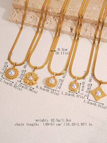 هذا القلادة اللؤلؤية الذهبية، المصنوعة من الفولاذ المقاوم للصدأ المطلي بالذهب عيار 18 وتم تصميمها بسلسلة عظم الثعبان الأنيقة، فهي فاخرة وراقية وأنيقة وجذابة، مثالية للسيدات في جميع المناسبات. - الذهبي - مشاهدة 2