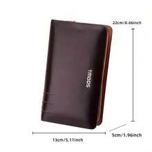 Dual Layer Zipper Clutch Bag, Large Capacity, Multi-Compartment, Fashion Design With Card & Cash Slots, Suitable For Business Travel And Gift - Brown - View 4