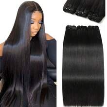 15A Human Hair Bundles Straight Hair Bundles Brazilian Straight Human Hair Bundles Unprocessed Virgin Weave Bundles Human Hair Raw Remy Hair Bundles Natural Black - Natural Black - View 11