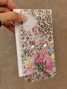 Leopard Rose Painted Epoxy Glitter Minimalist Shockproof Thick Phone Protective Case Compatible With IPhone 17/17 Pro/17 Pro Max, 16/11/16 Pro/16 Plus/16 Pro Max/16e, 15 Pro Max, 13/14/12/XS/XR, 15 Pro Max, 16 XR/7/8, 16 Pro Max, 15 Pro Max, 12 Pro Max, 13 Pro Max, 14 Pro Max, 13, 11, 12 Pro, 14, P11 Soft Shell, P12 Anti-Fall, XS.XR Phone Case, Protective Cover - Multicolor - View 1