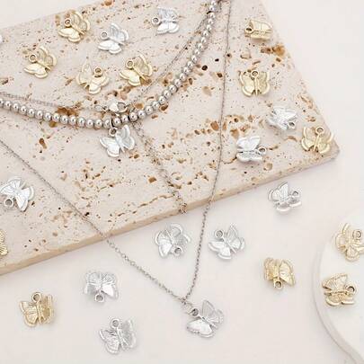 10Pcs 12x13mm Alloy Pendants Butterfly Charms For Diy Bracelet Necklace Jewelry Crafts Making Accessories