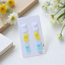 3 Pairs/Set Cute Rabbit Acrylic Stud Earrings, Suitable For Holidays, Birthday Parties, Daily Cute Outfits - Multicolor - View 2