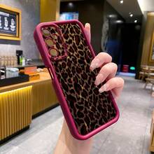 1个酒红色豹纹防震手机壳，UV印刷，适用于三星/Galaxy/Infinix/Redmi/OPPO/VIVO/Realme安卓机型 - 酒紅色 - 查看 6