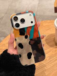Retro Leopard Print Patchwork 4-Color Double Layer Phone Case, Compatible With Apple 17 Pro Max/17 Air/16 Pro Max/15 Pro Max/14 Pro Max/13 Pro/12 - Multicolor - View 9
