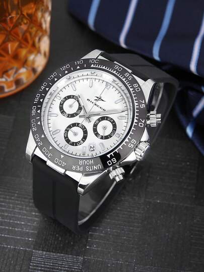 RICECGO 1 pieza Reloj de cuarzo deportivo para hombres con correa de silicona ligera y cómoda, adecuado para entrenamiento y uso diario, experiencia agradable