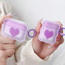 Purple Ombre Heart Background Protective Case Compatible With Apple Wireless Charging Case, Scratch-Resistant And Shockproof - Lilac Purple - View 2