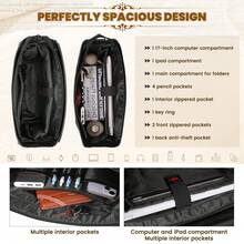 NEWHEY 17英寸男士PU皮革笔记本电脑包，男士公文包，男士防水斜挎包，男士单肩笔记本电脑包 - 彩色 - 查看 4