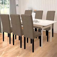 Melocotton 6 Fundas para sillas Fundas elásticas para sillas de Comedor Fundas Impermeables Lavables en Casa Paquete de 6 Fundas Kaki - Café ligero - Ver 4