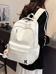 大容量女士背包，学院风男女通用背包，适合上学、户外徒步、旅行，可作电脑包、旅行包，无吊坠 - 彩色 - 查看 17