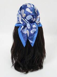 1pc Cashew Flower Print Fresh Fashion Bandana Scarf, Women Headband Square Scarf - Multicolor - View 10