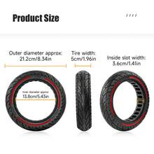 8.5X2.0实心轮胎，适用于8.5英寸M365/1S/Pro/Pro2踏板车，8 1/2X2免充气实心轮胎，防滑、减震、耐磨、时尚设计，骑行更安全。 - 彩色 - 查看 6