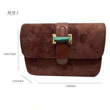 2025秋冬新款百搭PU小方斜挎包，时尚复古麂皮单肩包 - 棕色 - 查看 5