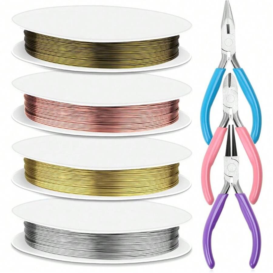 7 Pcs Jewelry Tools Set - Pliers, Wire Cutters & Craft Wire For Jewelry Repair & Making - Multicolor - View 1