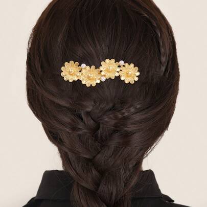 1pc Vintage Plant Casual Zinc Alloy Side Comb, Suitable For Women Daily Hair Accessory, Gift,Summer,Holiday,Travel, Bride Accessories