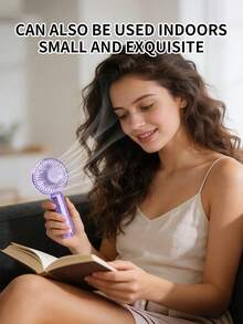 AOYI 1pc Rechargeable Handheld Mini Fan, 3-Speed Adjustable, Brushless Motor, Long Battery Life, Transparent, LED Light, USB Charging Cable - Multicolor - View 8