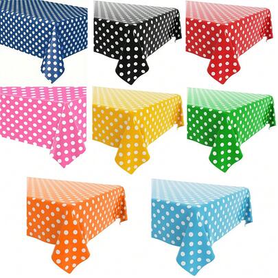 1pc, Disposable Tablecloth, Living Room Red Polka Dot Table Cloth, Outdoor Picnic BBQ Decor, Desk Cloth, Birthday Party Decoration