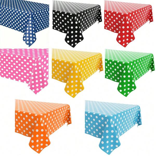 1pc, Disposable Tablecloth, Living Room Red Polka Dot Table Cloth, Outdoor Picnic BBQ Decor, Desk Cloth, Birthday Party Decoration