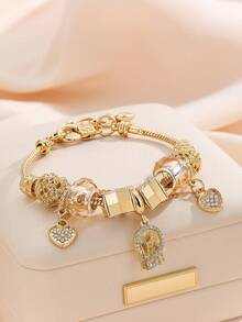 1条Y2K复古风手链，1条梦幻城堡手链，1条水钻爱心手链 - 彩色 - 查看 4