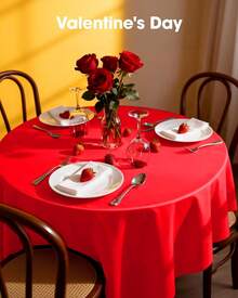 4/8/12 84 Inch Round Disposable Tablecloths, Thickened Waterproof PEVA Plastic Table Covers For Party, Wedding, Banquet & Daily Use - 紅色 - 查看 8