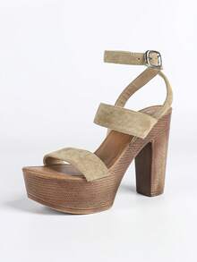 2026 Women's Summer New Fashion Sexy Strap Buckle Open Toe High Heel Sandals With Waterproof Platform And Thick Heel - Màu Khaki - Xem 8