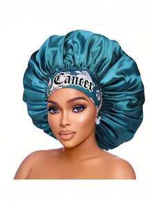 1 /2PCS Hair Basic Satin Bonnet 12 Constellations Personalization Printed Satin Wide-Brimmed Elastic Sleep Cap Hat Satin Hair Cap(Random Printing Pattern) - Green Sm12 - View 39