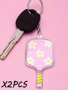 Móc khóa vợt Pickleball in họa tiết sọc và hoa nhiều màu sắc - Chất liệu kim loại bền chắc, phụ kiện túi thể thao đáng yêu, phù hợp với chìa khóa xe và túi xách, món quà hoàn hảo cho phụ kiện thể thao dành cho nam và nữ | Móc khóa vui nhộn | Móc khóa kim loại - Nhiều màu - Xem 10