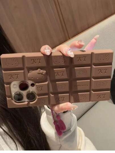 SANRIO 貓咪卡通 3D 巧克力鍵盤 KT Cat 手機殼，適用於 iPhone 16/13 Pro Max，矽膠全包覆保護殼，相容 iPhone 15/14/13