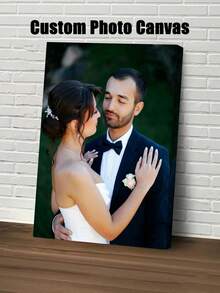 1pc Customized Photo Canvas Print, Couple Wall Art, Customize Your Photo, Customizable Wooden Framed Canvas Wall Art - Personalized Family Portrait & Action Shots, Printed, Suitable For Living Room, Bedroom Or Home Office Decor, Cozy Room Accent, Quality Reproduction, Framed Canvas Wall Art, Valentine's Day Gift, Wall Decor, Customized Canvas Painting - Multicolor 2 - View 1