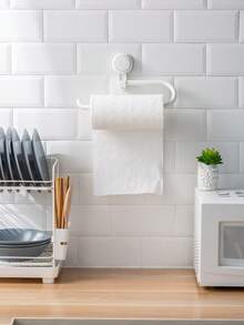 Tissue Holder - Suction Cup Tissue Holder, Wall-Mounted, Suitable For Bathrooms And Kitchens. This Suction Cup Toilet Paper Holder Can Withstand Heavy Loads And Requires No Drilling. - White - White - View 6