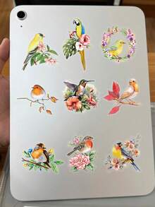50/150/250/500张水彩鸟涂鸦贴纸，适用于装饰日记本、手账、剪贴簿、计划本、笔记本、笔记本电脑、手机、平板电脑、吉他等。 - 花鳥 - 查看 2