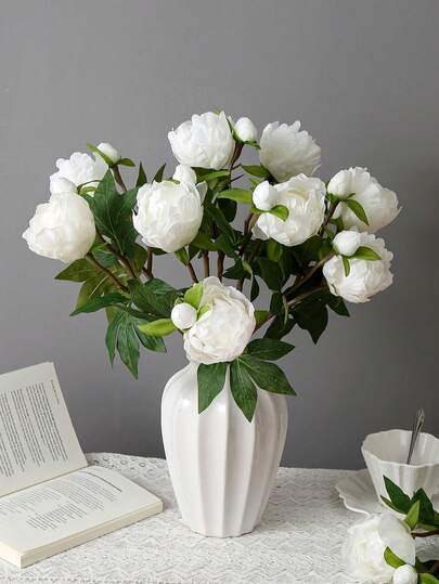 1/5 st 40 cm konstgjord pionblombukett, naturtrogna pioner, konstgjorda blommor, lämpliga för heminredning, alla hjärtans dag-present, mors dag-present, bröllopsdekor, festdekor, bröllopsbukett, kontorsdekor, sovrums- och vardagsrumsarrangemang