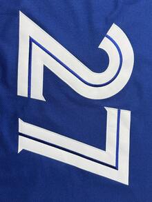 Áo thun dài tay màu xanh dương số 27 dành cho nam, kiểu dáng thường ngày, cổ chữ V thêu họa tiết, thích hợp cho các buổi tiệc tùng và thể thao mùa xuân. - Màu xanh lam - Xem 5