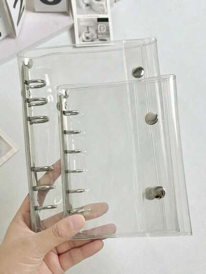 1 Set M5/A8/A7/A6 Transparent Loose-Leaf Binder, Sticker Book, Sticker Storage Book, Double-Ring Soft Leather Cover Loose-Leaf Book, Transparent Inner Page Refill Paper, Kpop Photo Album, Large Capacity Portable Loose-Leaf Notebook, Suitable For Diary, Planner, Scrapbook, Memo Book, School And Office Supplies