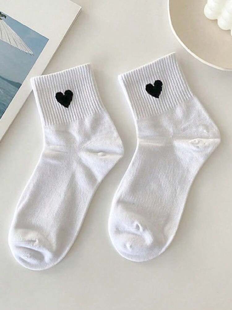 3 / 5 أزواج جوارب منتصف الساق للنساء بنمط الخطوط والقلوب الكلاسيكي، بسيطة وأنيقة، قابلة للتنفس، مناسبة للارتداء اليومي، الرياضات الخارجية، المدرسة، المناسبات التجارية طوال العام - متعدد الألوان - مشاهدة 4