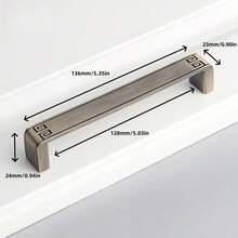 Chinese Retro Geometric Pattern Metal Drawer Knobs & Pulls | Minimalist Cabinet Handles For Dresser Cupboard - C - View 5