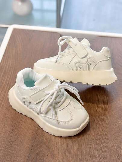 1 Pair Toddler/Kids Unisex Leather Sports Shoes, Anti-Kick Baby Shoes, Walking Shoes, Fashion Casual Sneakers, Soft Bottom Non-Slip Breathable Campus Outdoor Running Hiking Shoes, Suitable For Spring, Summer, Autumn