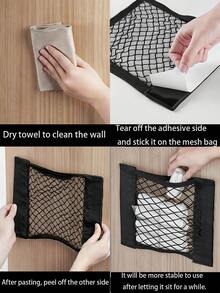 通用自粘塑料收纳袋，节省空间的汽车后备箱网袋，大号壁挂式收纳袋，弹性网袋带粘胶，适用于后备箱收纳、壁挂式橱柜，无需钻孔，家居收纳必备品 - 彩色 - 查看 12