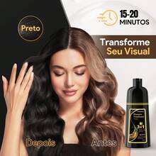 IIIMEIDU MEIDU Hair Dye, 500ml, Unisex Shampoo And Dye, 3 In 1 Long-Lasting, Effectively Covers Gray Hair, Contains Ginseng, Ginger, Black Sesame And Other Extracts For Hair Care, Suitable For All Hair Types. - 黑色 - 查看 7