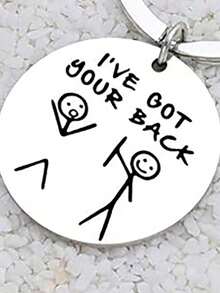 个性街头风礼物，“我会支持你”简笔画钥匙扣，适合送给朋友、闺蜜、家人、女性、男性，也适合圣诞节、生日、情人节、毕业典礼、圣诞礼物、汽车装饰、包包挂饰，以及各种校园、可爱、哥特、Y2K风格。 - 銀色 - 查看 3