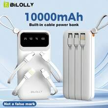 Portable Power Bank, 10000mAh/20000mAh High-Capacity Battery, Compact And Portable, Built-In 4-In-1 Cable Support, Ideal For Daily Commutes, Home Use, Travel, And More. - White - View 7