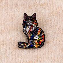Cute Cartoon Animals Fox Enamel Pin Colorful Cats Brooch Pins Lapel Pin Badge On Backpack Clothing Accessories Jewelry Friends Gifts - Black - View 7