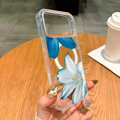 1个花卉图案软边透明磁吸手机壳，抗氧化不泛黄，兼容 7、8、XR、11、12 Pro、13 Mini、14 Plus、15、16、17 Pro Max以及Galaxy A05S、A15、A16、A25、A26、A36、A54、A56、S21 FE、S22 Plus、S23 Ultra、S24、S25 Plus、S26 Ultra。