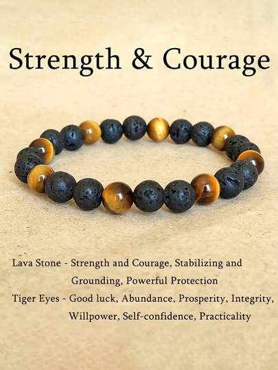 Pulsera de estilo vintage para hombres con ojo de tigre y cuentas de lava, atrae la riqueza, equilibra las emociones, protección, joyería de meditación para uso diario para hombres y mujeres