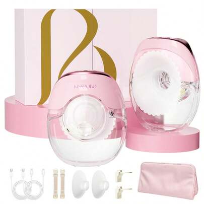 KISSBOBO K8 Dual-Side Hands-Free Electric Breast Pump, Ultra-Slim Hands-Free Design, 3 Modes And 8 Speed Settings, Portable Ultra-Quiet Breast Pump For Discreet Pumping (2-Pack)