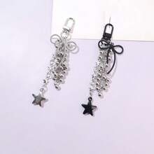 1pc Women's New Alloy Bowknot & Star Keychain Pendant, Versatile Bag Accessory - Bow - View 1