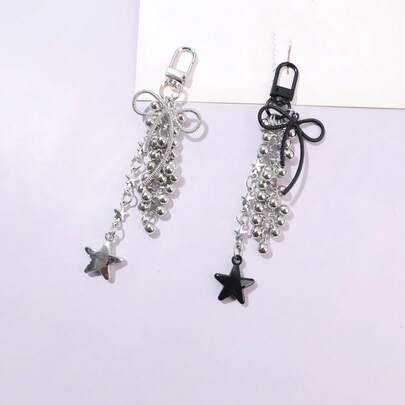 1pc Women's New Alloy Bowknot & Star Keychain Pendant, Versatile Bag Accessory