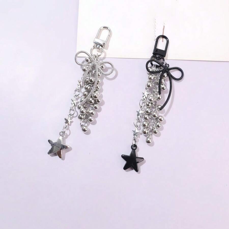 1pc Women's New Alloy Bowknot & Star Keychain Pendant, Versatile Bag Accessory - Bow - View 1