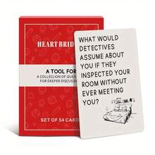 HEART BRIDGE 1PC Deep Conversation Game Cards, Tabletop Game, Party Entertainment Game Activity, Powerful Conversation Interaction Tool. Christmas/Valentine's Day/Halloween, Suitable For Perfect Game Nights | 54 Cards - Red - View 7