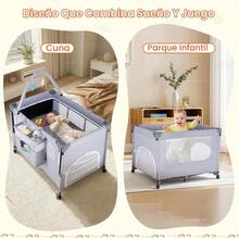 cunas para bebésKONEIYA Cuna para Bebe con Mosquitera 3 en 1 3 Niveles Ajustables Corral para Bebe Multifuncional Portatil Y Plegable Acopla Cama Colecho Incluye Organizador Y Juguetes 110 * 80 * 60cm - gris1 - Ver 6